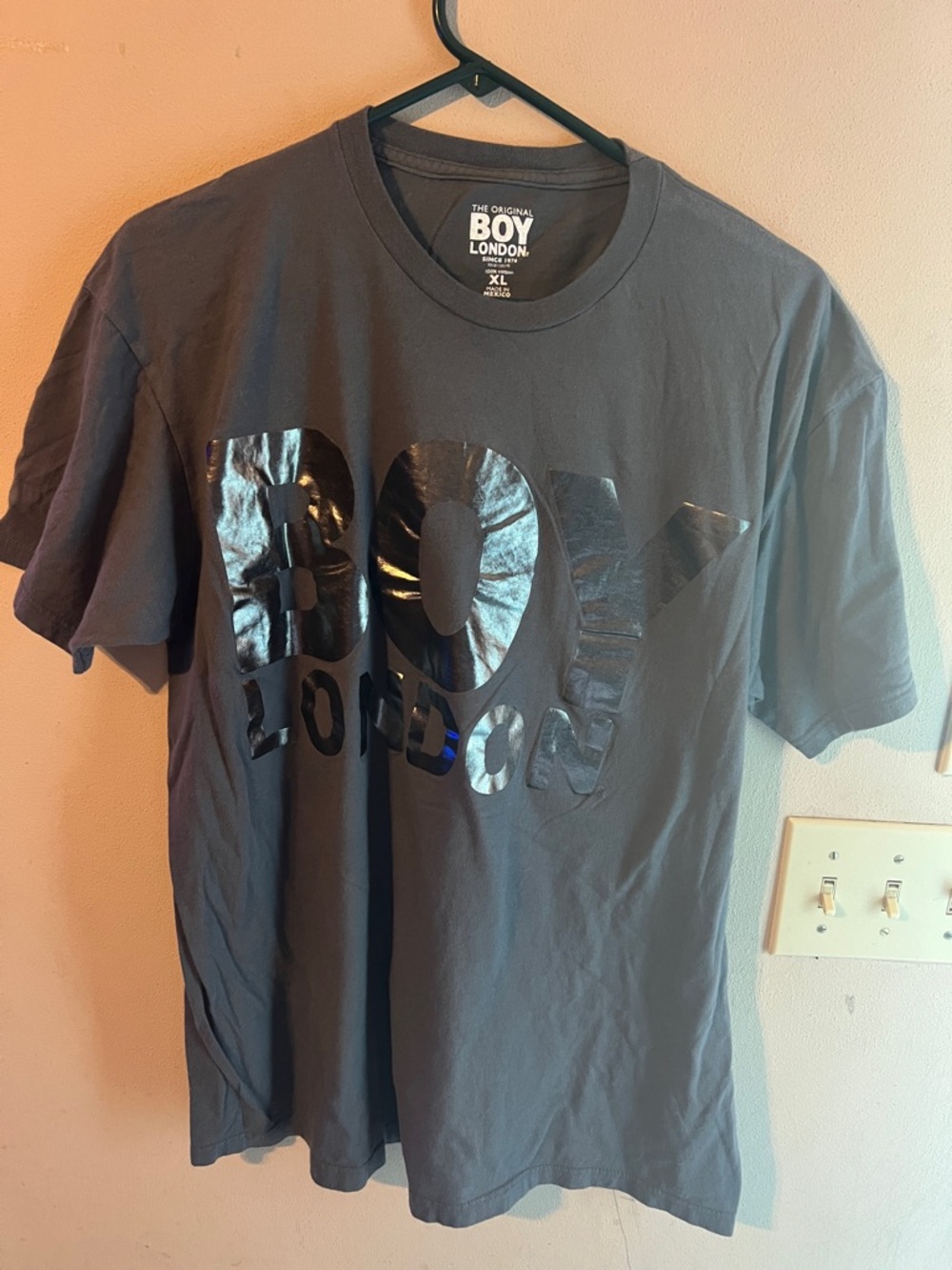 BOY LONDON SHINY LOGO GREY TEE SIZE XL